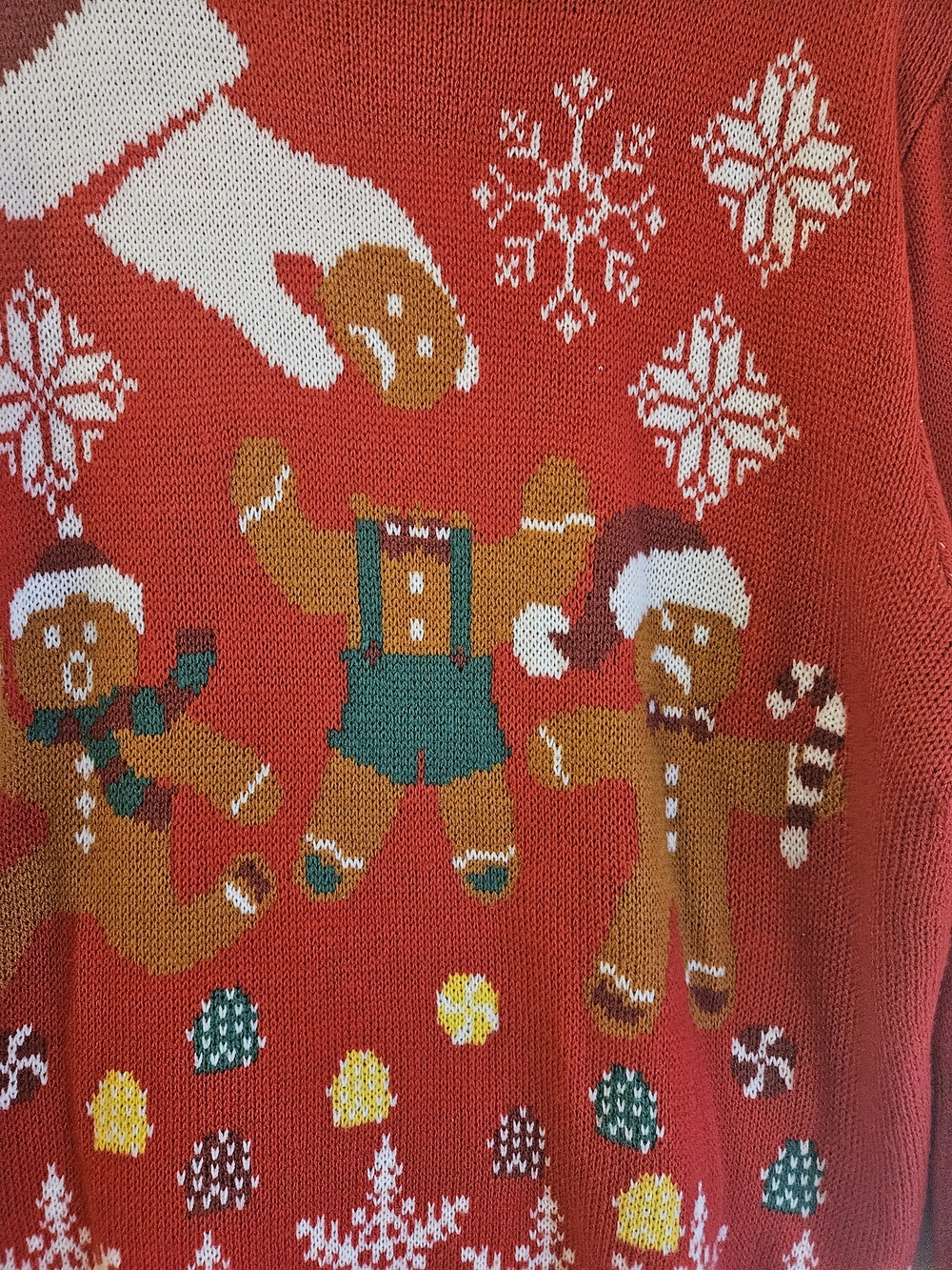 Holiday Red Gingerbread Crewneck Holiday Sweater Ugly Sweater - Picture 2 of 5